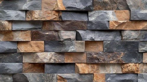 Rustic stacked stone wall with natural textures and earthy tones.