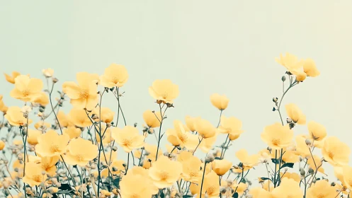 Buttercup chorus rising against a pale morning sky.