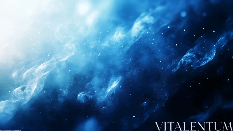 Nebular blue plasma swirls rendered in high-contrast digital abstraction