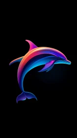 Gradient-lit stylized dolphin rendered with neon spectral ribbons
