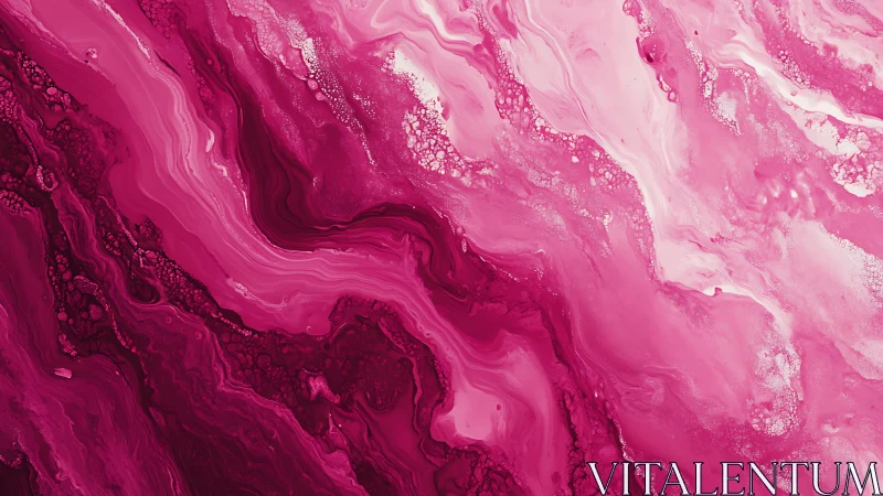 Pink fluid abstract with layered marbling textures.