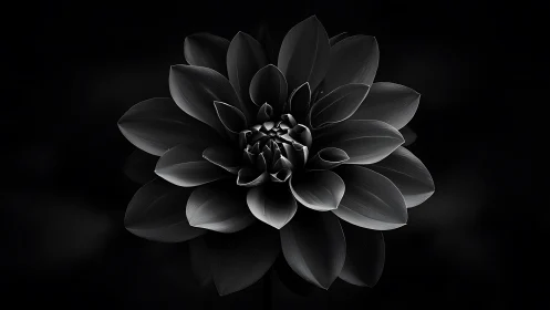 Dahlia Bloom in High Contrast Black and White.
