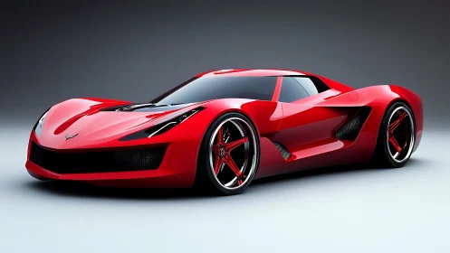 Scarlet supercar slices the light with razor-sleek curves.