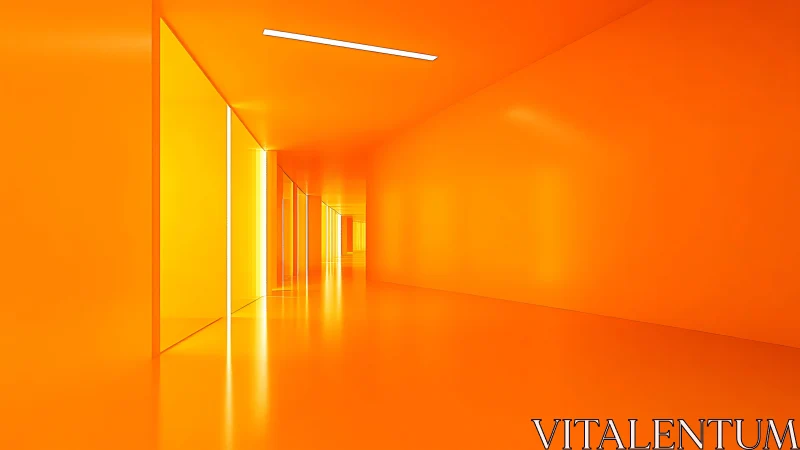 Volumetric Corridor Rendered with Warm Color Temperature Gradient