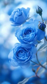 Soft-Focus Blue Roses: Botanical Study in Ethereal Tonality.