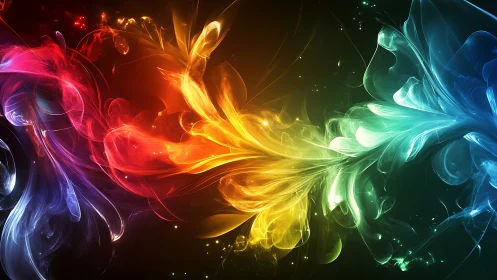 Prismatic energy plumes colliding in luminous digital space.