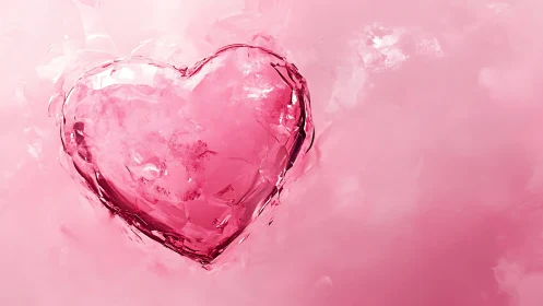 Crystal Pink Heart Floating in Dreamy Mist