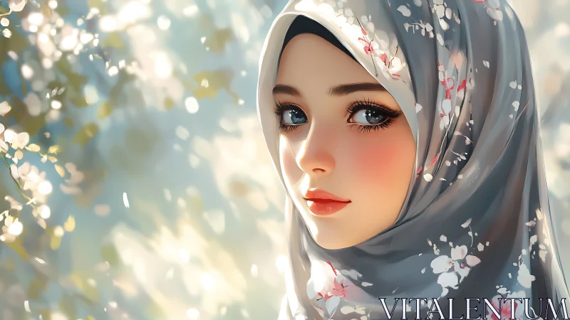 Velvet-eyed serenity gazes through blossom-dusted daylight