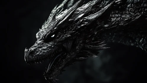 Midnight dragon turns in shadow with quiet, watchful power