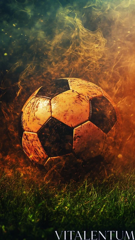 Scorched match ball smolders like a comet kissing the pitch