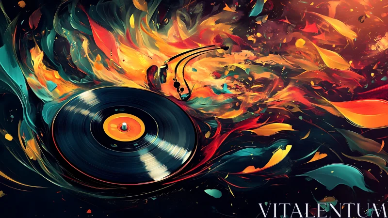 Vinyl dreams spin through swirling rivers of color and light.