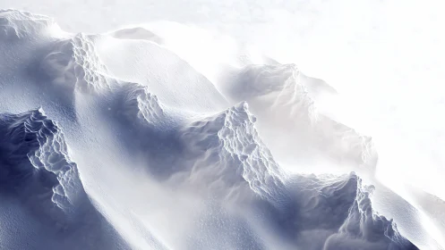 Glacial ridge forms carve luminous snowbound mountain spine.