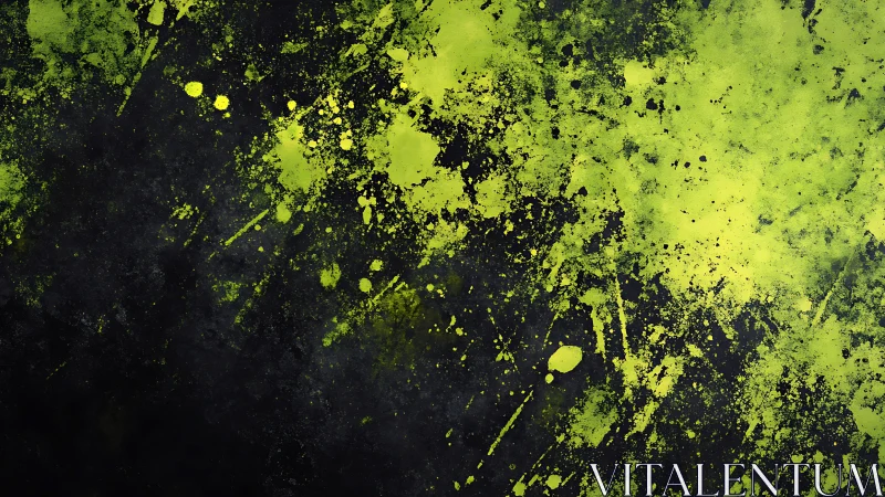 Electric neon splashes collide across a brooding dark void