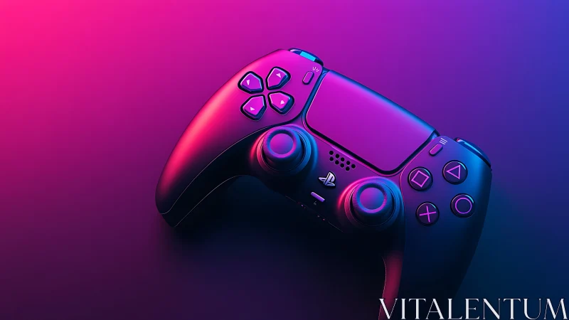 PlayStation Controller Rendered with Neon Gradient Illumination and Advanced Lighting Techniques