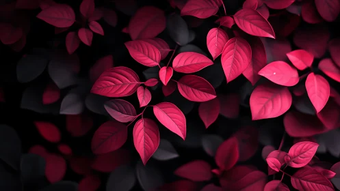 Crimson leaves drift forward while the forest quietly recedes
