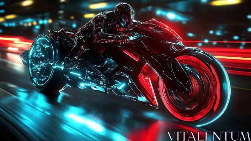 Neon night rider racing through a glowing cyber highway.