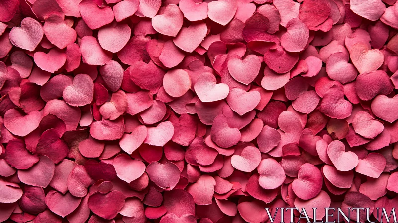 Rose petals in shades of pink and crimson create layered depth.