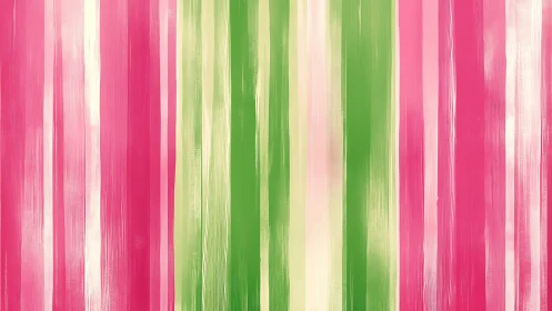 Vertical pink and green stripes create lively abstract rhythm