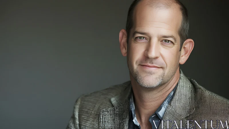 Corporate portrait in shallow-depth studio lighting setup.