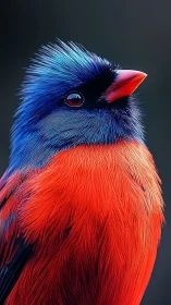 Vivid blue and red songbird portrait with razor detail.