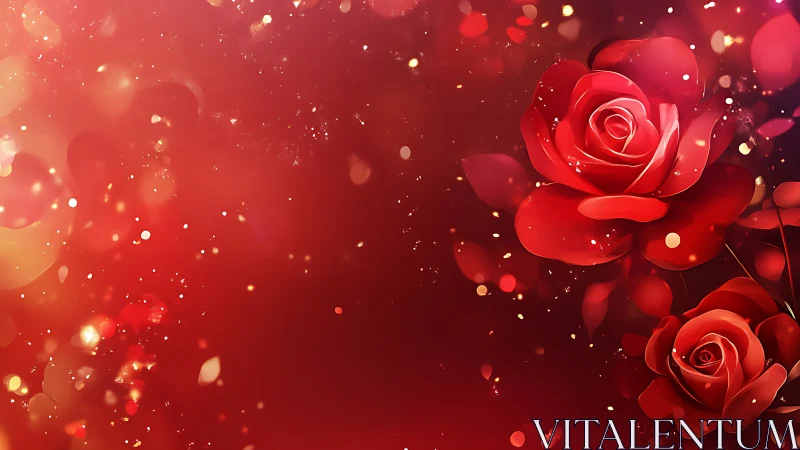 Red roses with sparkling bokeh lights.