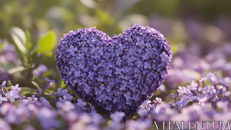 Purple Heart-Shaped Flower Cluster in Soft Focus Garden.