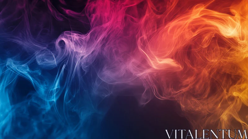 Chromatic smoke plumes merge in a high-contrast digital abstraction