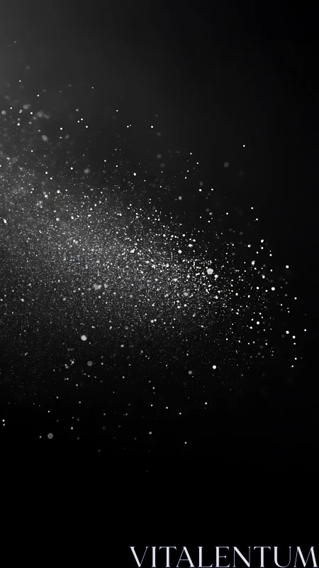 Photorealistic particulate scatter on dark negative space.