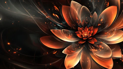 Parametric fractal flower renders luminous translucent petals in motion