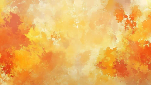 Autumnal orange foliage abstraction in warm diffuse light field