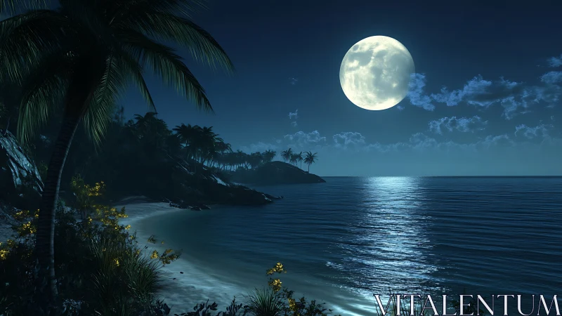 Moonlit Tropical Beach Night.