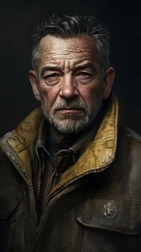 Weathered gentleman gazes ahead with quiet, steady strength