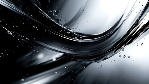 Liquid silver currents in graceful abstract motion.