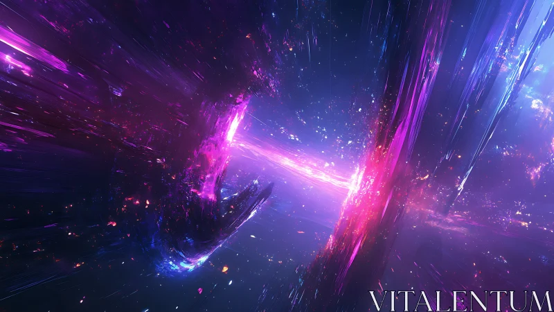 Cosmic energy rift tears open a neon galactic passageway.
