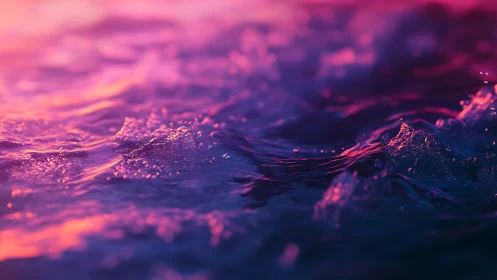 Neon dusk ripples turn quiet ocean waves into liquid fire