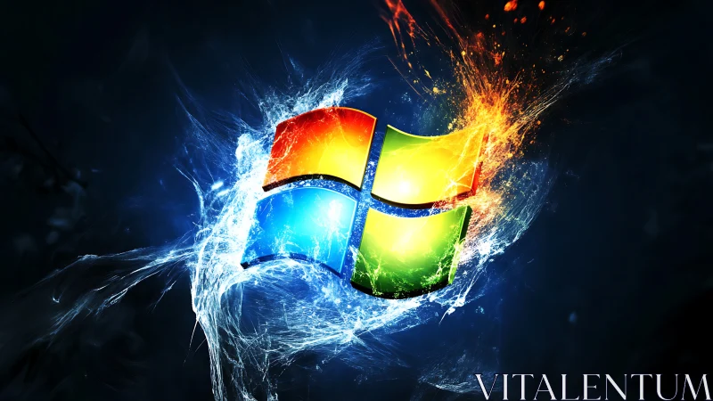 Windows logo ignites with elemental fire and water energy