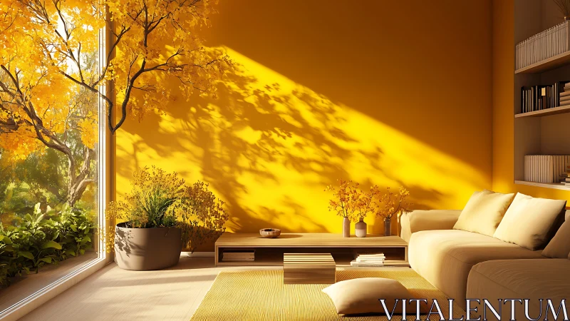 Interior living space shows direct sunlight through large window