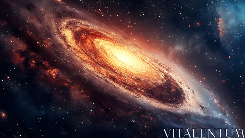 Spiral galaxy glows with bright core amid dense star field