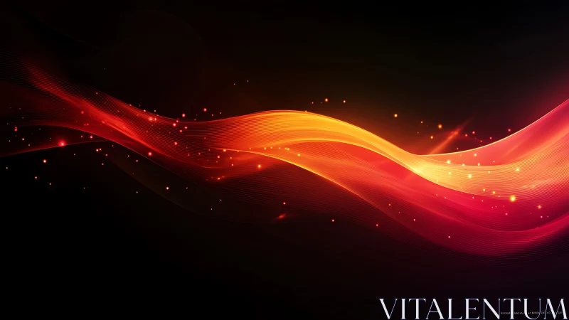 Digital wave composition with light particles on dark background