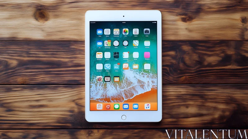 White iPad Mini Device Displaying macOS Sonoma Desktop Interface with Application Icons