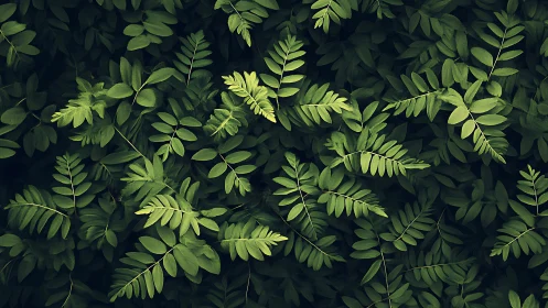 Gentle green fern leaves weaving a soothing forest pattern.