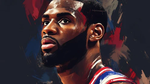 Courtside thunder in bold brushstrokes of electric focus.