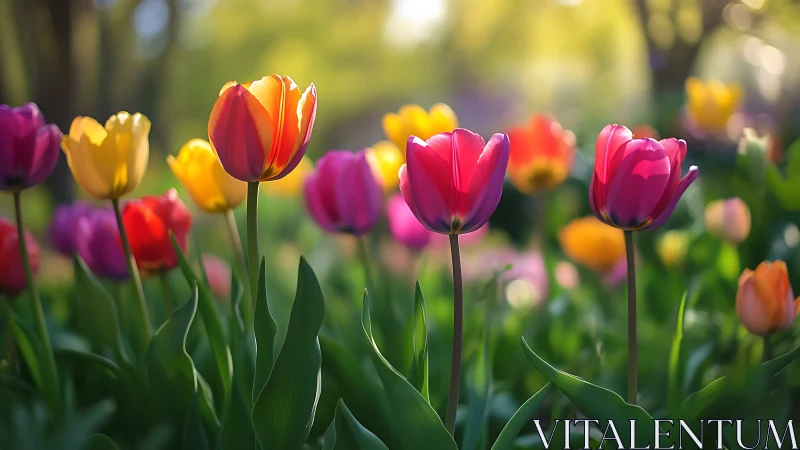 Vibrant Tulip Garden in Spring Bloom.