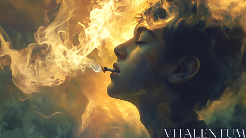 Luminous daydreamer exhaling painted smoke and embered hush.