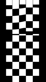 Checkerboard grid with warped and straight sections shown.