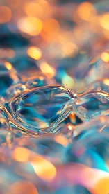 Macro bokeh abstraction with iridescent liquid curvature geometry.