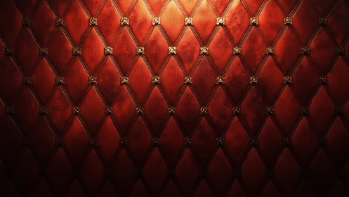 Textured red diamond-tufted panel with warm directional lighting.