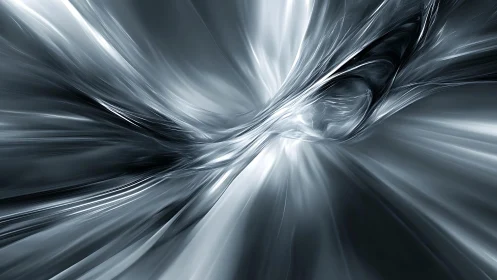 Futuristic Silver Abstract Digital Art With Dynamic Motion Effect.