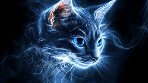 Electric Whisker: Neon Cat's Luminescent Soul Emerges.
