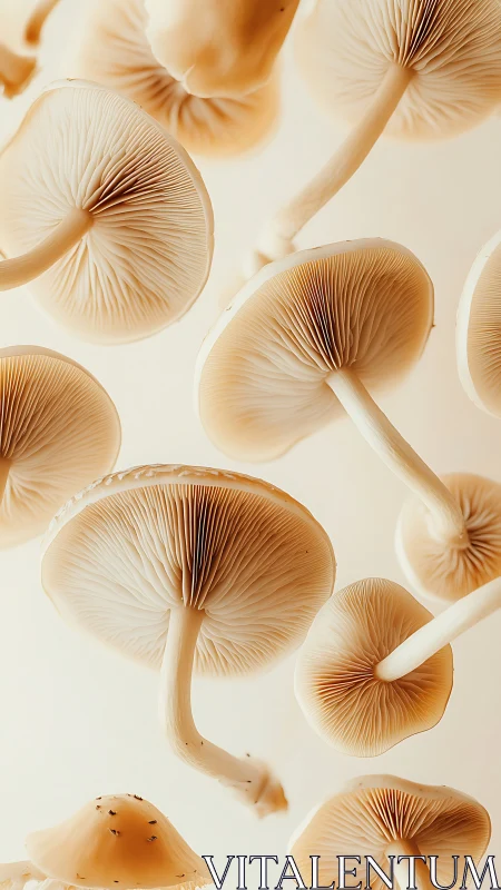 Cream-toned mushroom gill closeups in soft vertical composition.